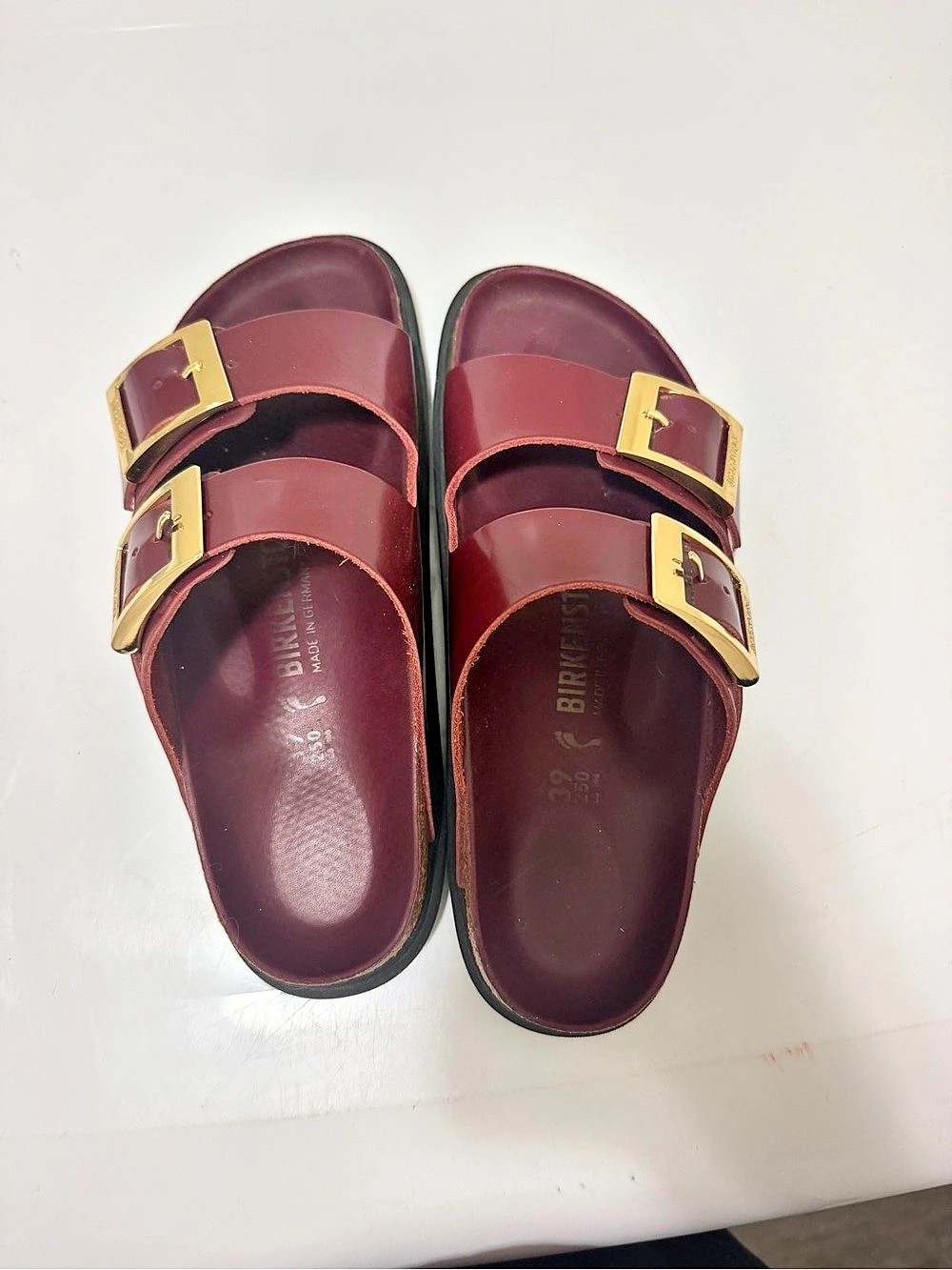 Birkenstock Arizona Big Buckle Patent Leather Brown Sandals EU 39
